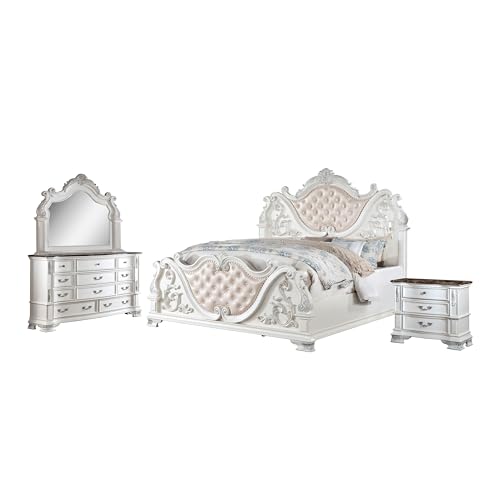 King-Size Wood 5-Piece Bedroom Set with Button-Tufted Headboard P72592