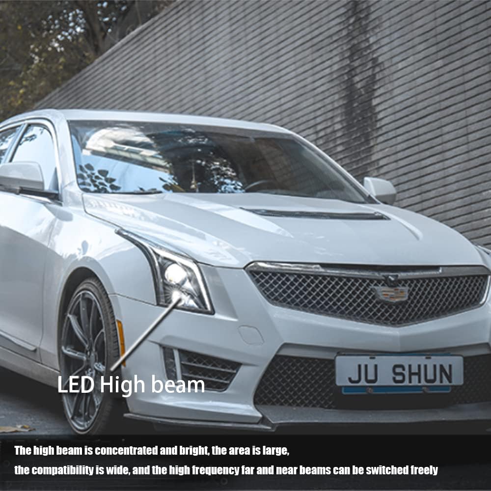 LED Headlights Assembly with Red Demon Eyes and Sequential Turn Signal Y144