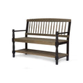Gray Acacia Wood Outdoor Bench with Shelf E7312