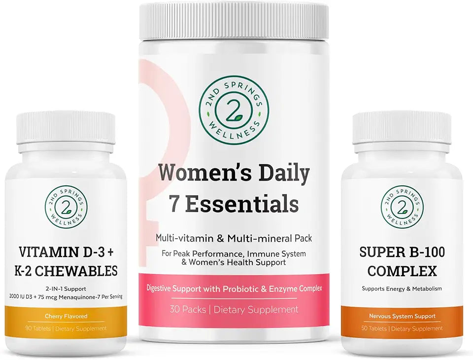 Vitamin D3+K2 Chewables & Super B-100 Complex Bundle A571295