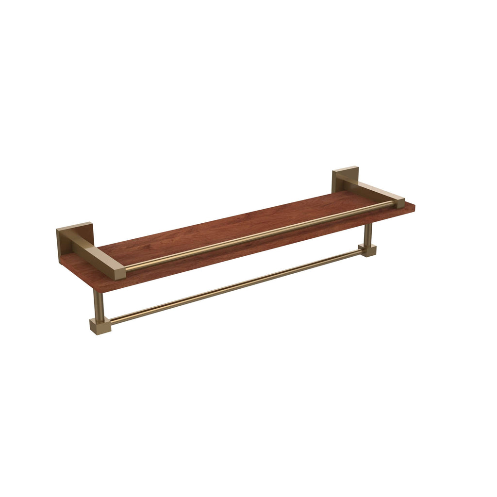 Brushed Bronze Ironwood Shelf with Gallery Rail and Towel Bar P646100