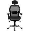Black Super Mesh Executive Swivel Chair with Leather Seat D587868