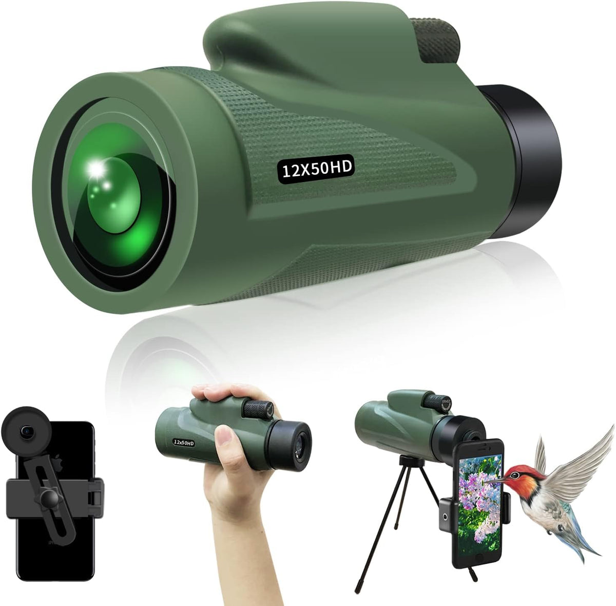 12~16X60 Waterproof HD Monocular Telescope with Tripod K538299