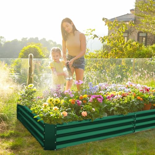 2 Pack 8×4×1ft Galvanized Metal Raised Garden Bed G281
