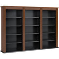 Triple Floating Media Wall Storage in Cherry and Black Y65183
