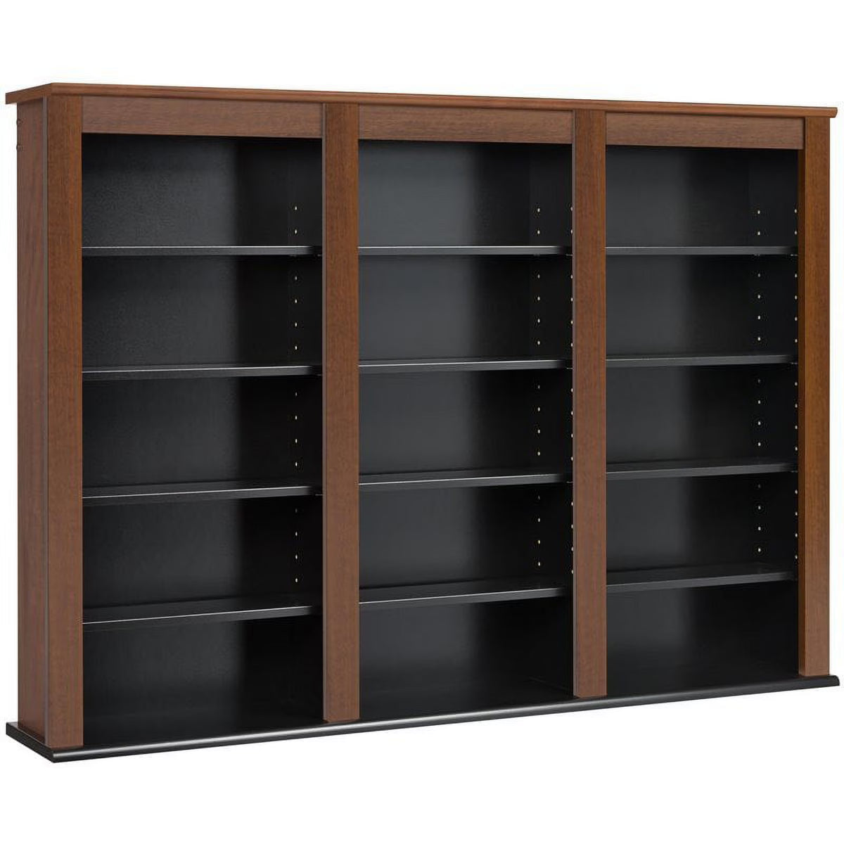 Triple Floating Media Wall Storage in Cherry and Black Y65183