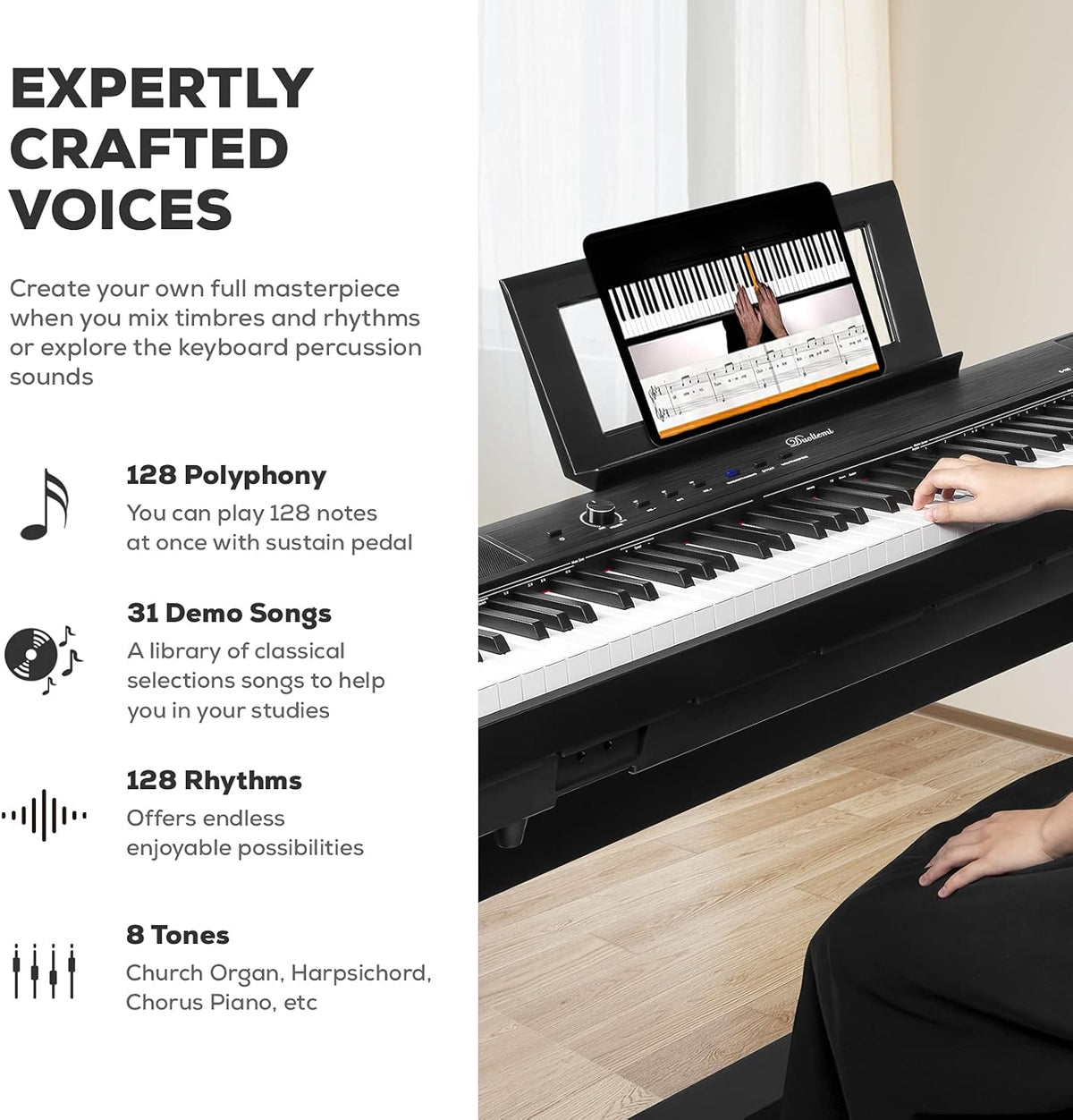 88 Key Full Size Weighted Digital Piano with Sustain Pedal T711586
