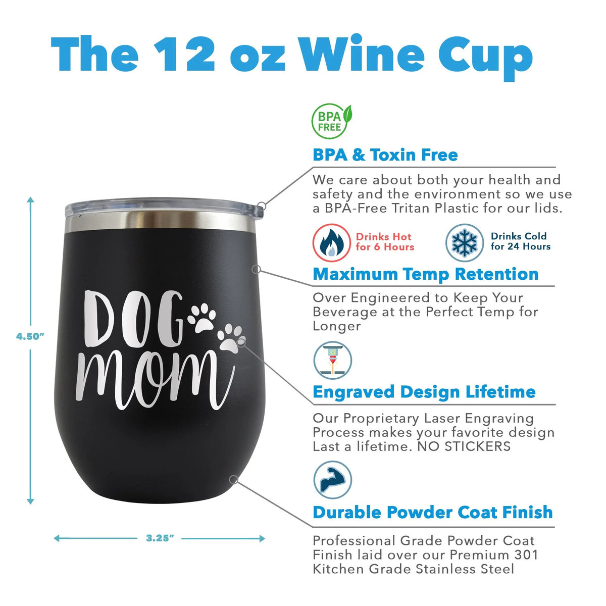 Engraved 12 oz Grey Wine Cup Z24659