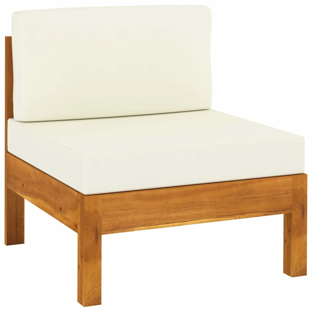 Solid Acacia Wood Sofa with White Cushions O81187