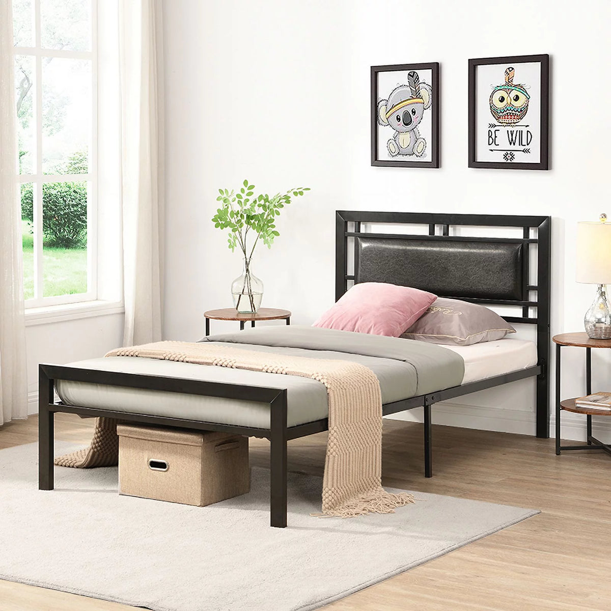 Twin Size Black Metal Bed Frame C476509