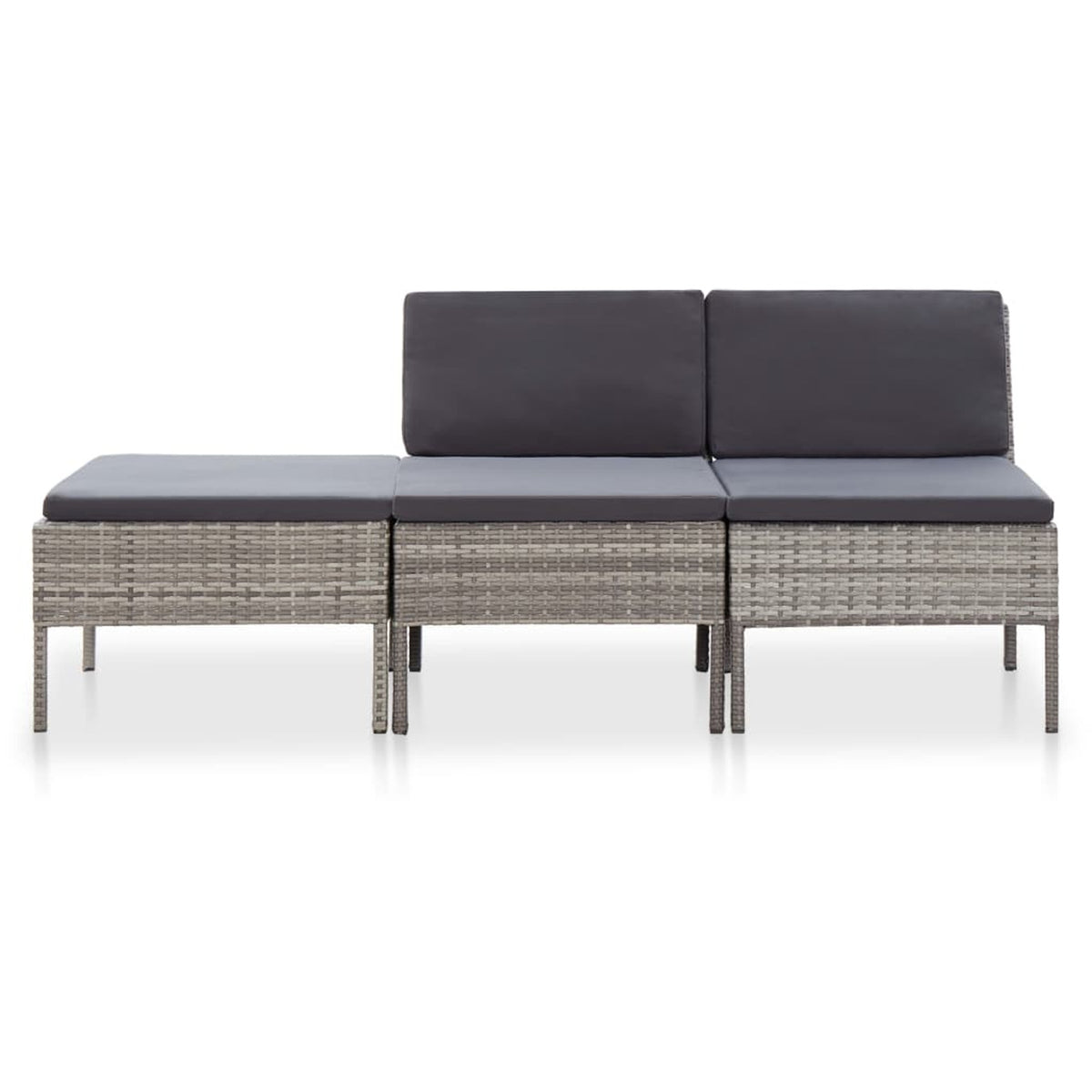 3 Piece Outdoor Sectional Sofa Set with Cushions Poly Rattan Steel Frame M131
