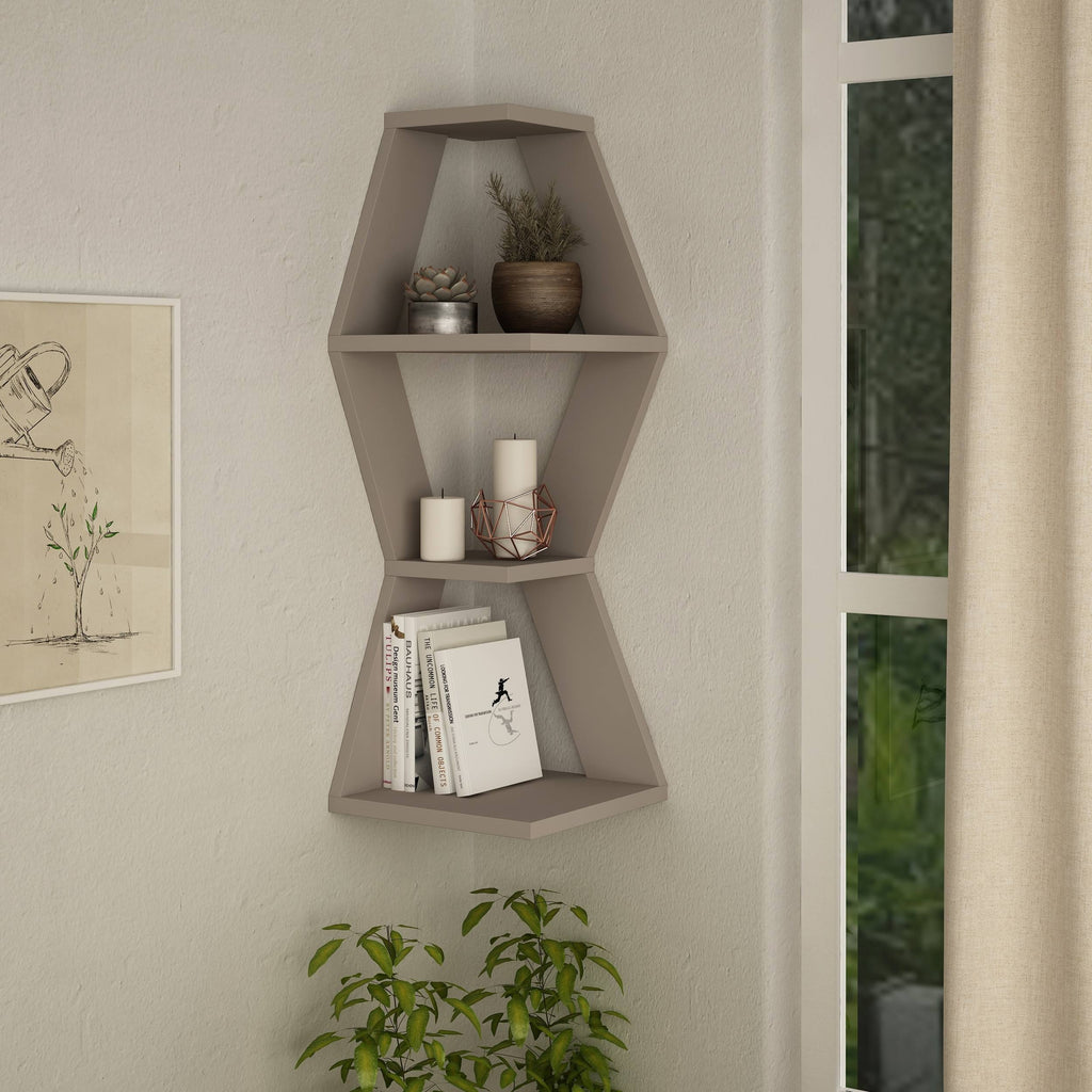 Modern Corner Wall Shelf Light Mocha D82917