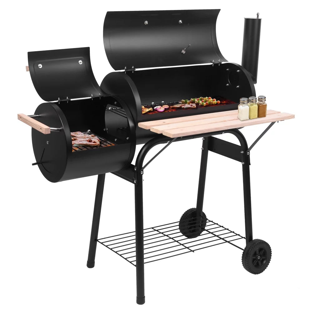 Charcoal BBQ Grill with Wheels and Storage Holder, 28 Inch G592755