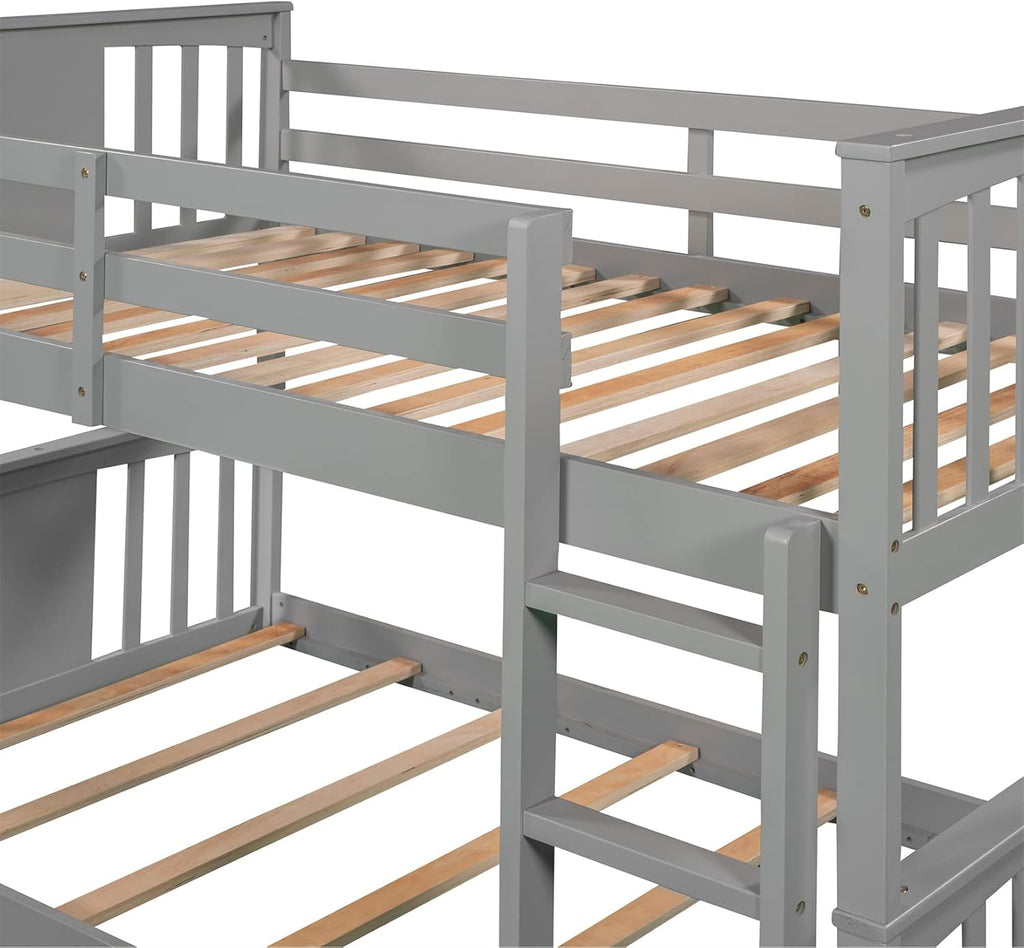 Gray Twin over Twin Wood Bunk Bed Frame C676