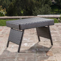 Brown Aluminum Wicker Accent Table U141236