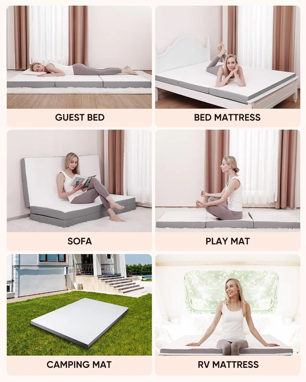Twin Size 4 inch Foldable Memory Foam Mattress with Washable Cover P894995