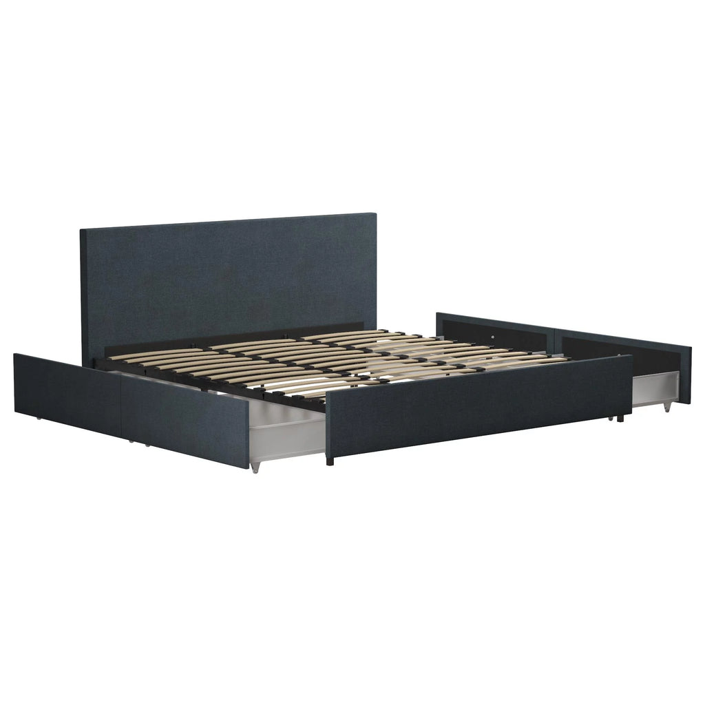 Dark Grey Linen Upholstered Storage Bed Frame P773