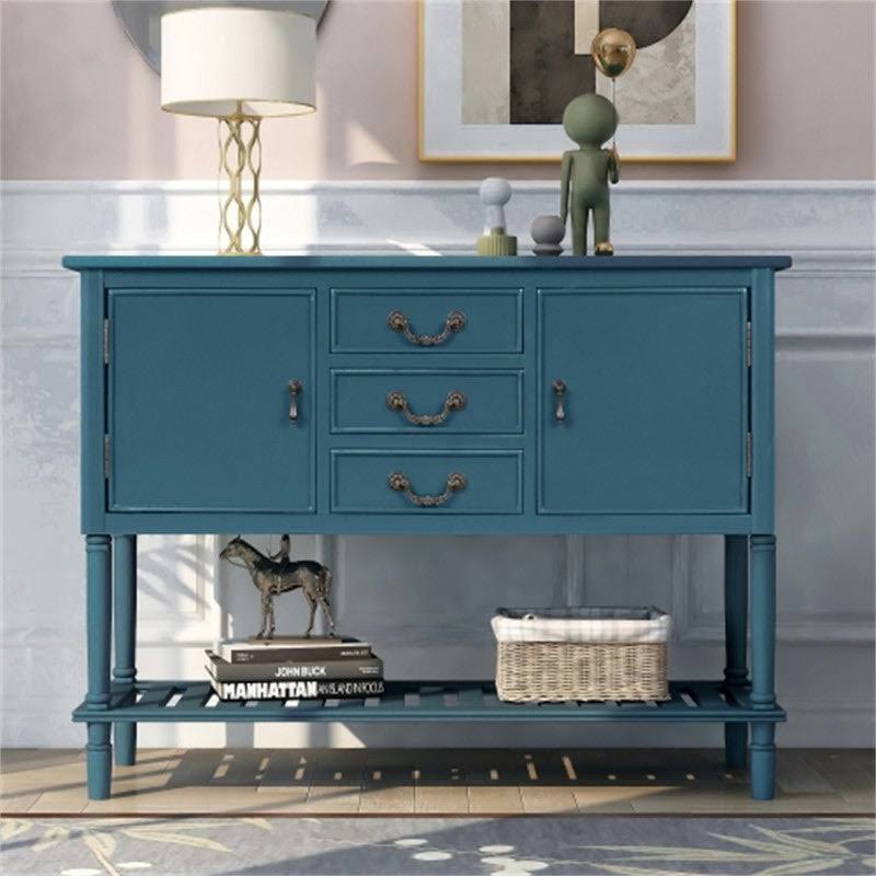 Blue Console Table with 3 Drawers G425