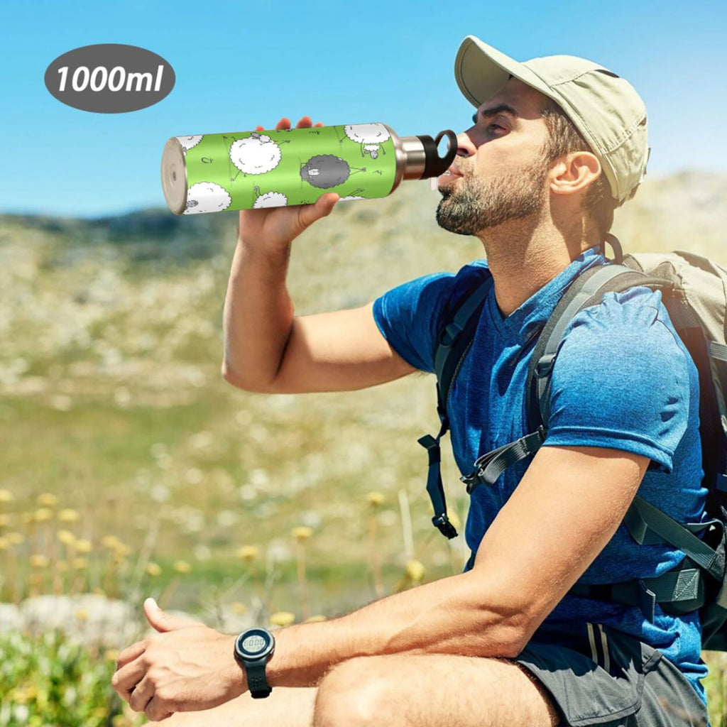 Green Stainless Steel Insulated Water Bottle with Straw Lid A4138