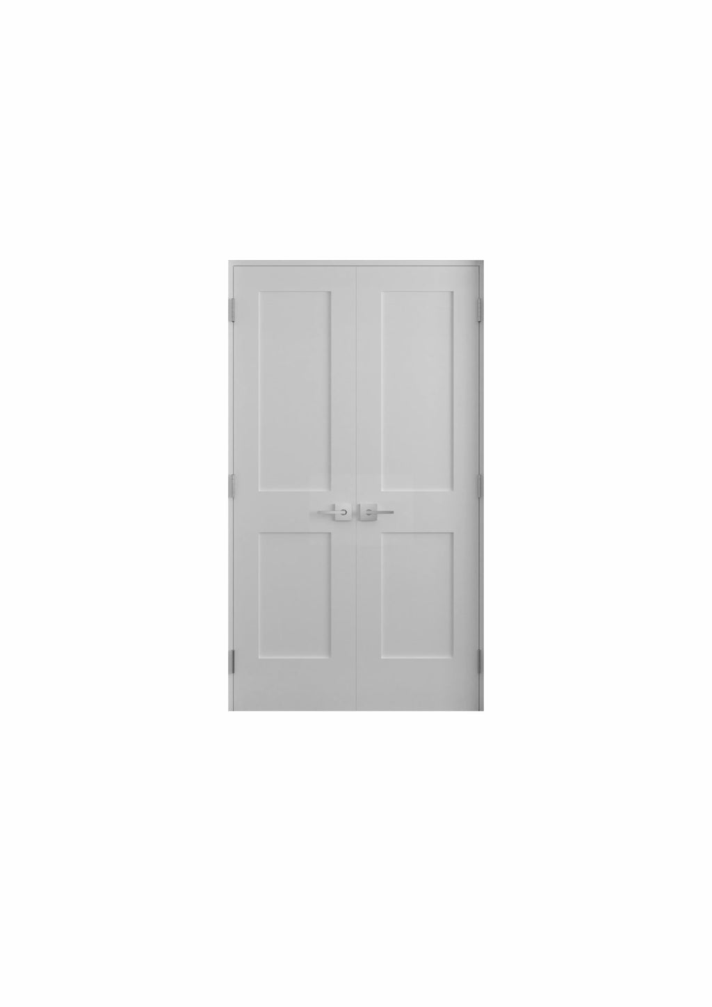 White Primed Double Prehung French Door with Black Hinges P8107