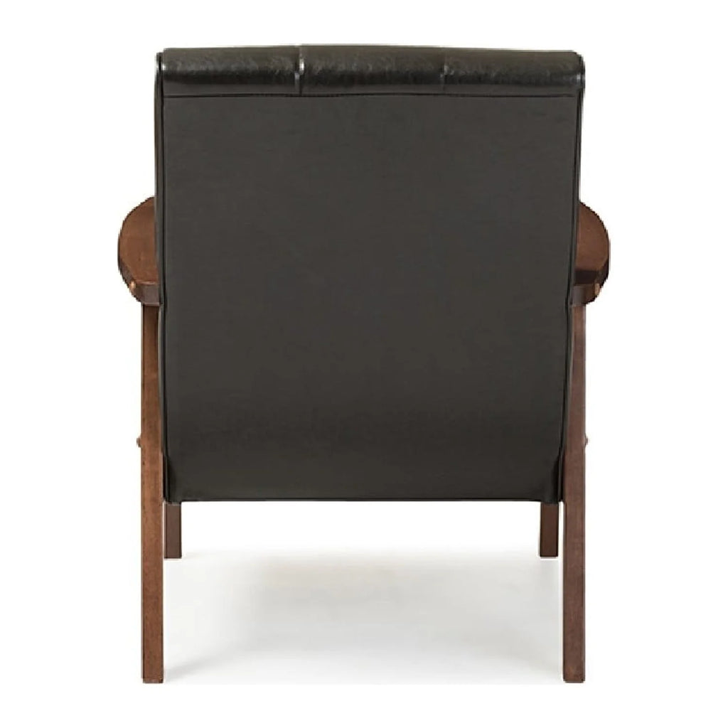 Black Faux Leather Wooden Lounge Chair W977428