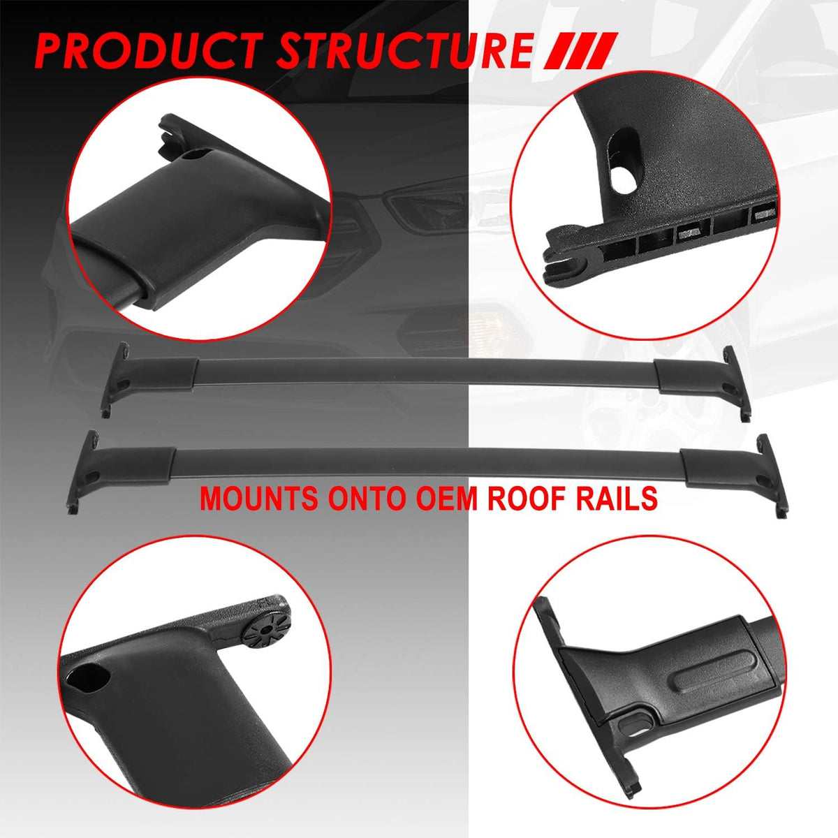 Matte Black Aluminum Roof Rack Cross Bars Pack of 2 A66945