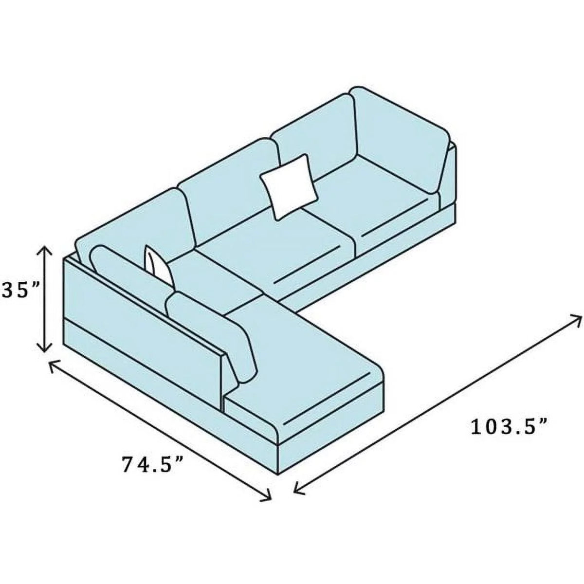 103.5" Wide Microfiber Sectional Sofa with Matching Pillows E35181