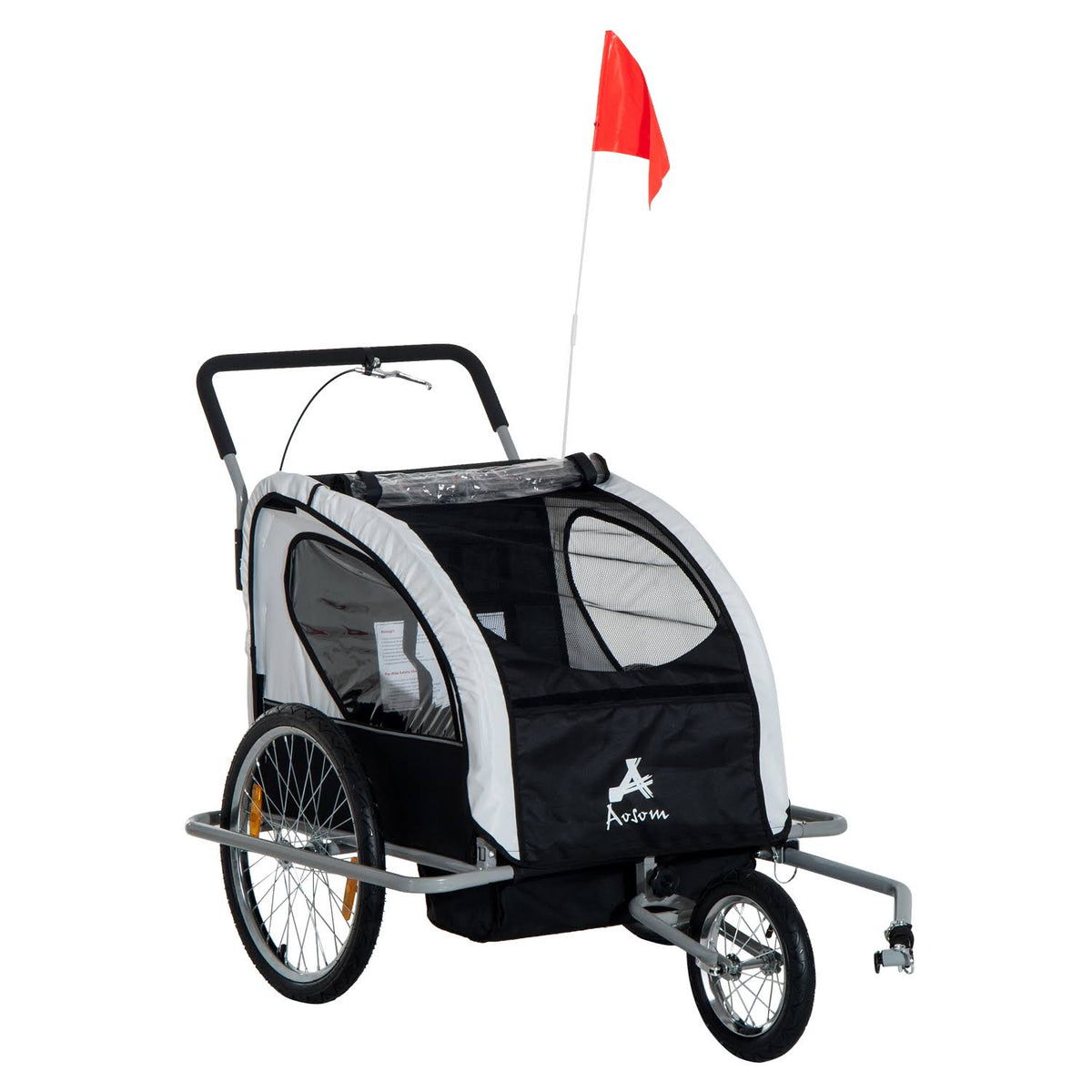 2in1 Double Child Bike Trailer and Stroller - Black T119