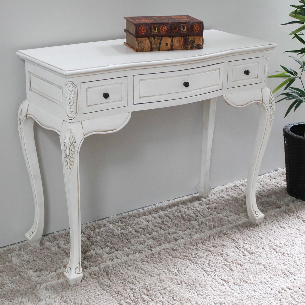 Antique White Hand Carved Writing Desk I1870