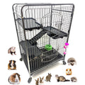 37 inch 4-Solid Tiers Metal Guinea Pig Cage with Solid Platforms and Ladders J656895