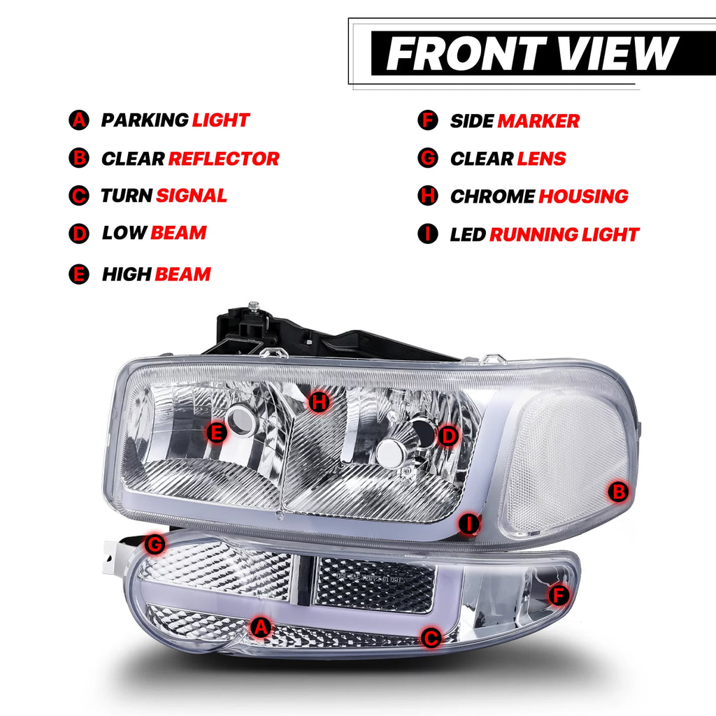 LED Tube DRL Headlights Assembly Y478