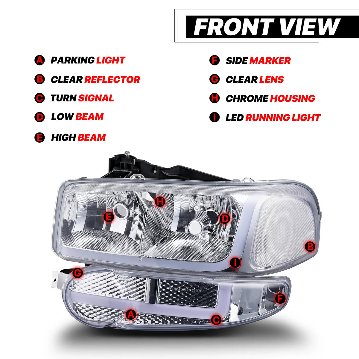 LED Tube DRL Headlights Assembly Y478