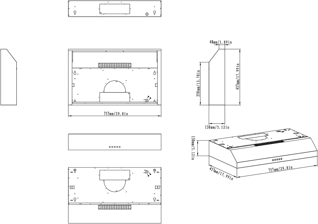 Black Convertible Under Cabinet Range Hood P5737