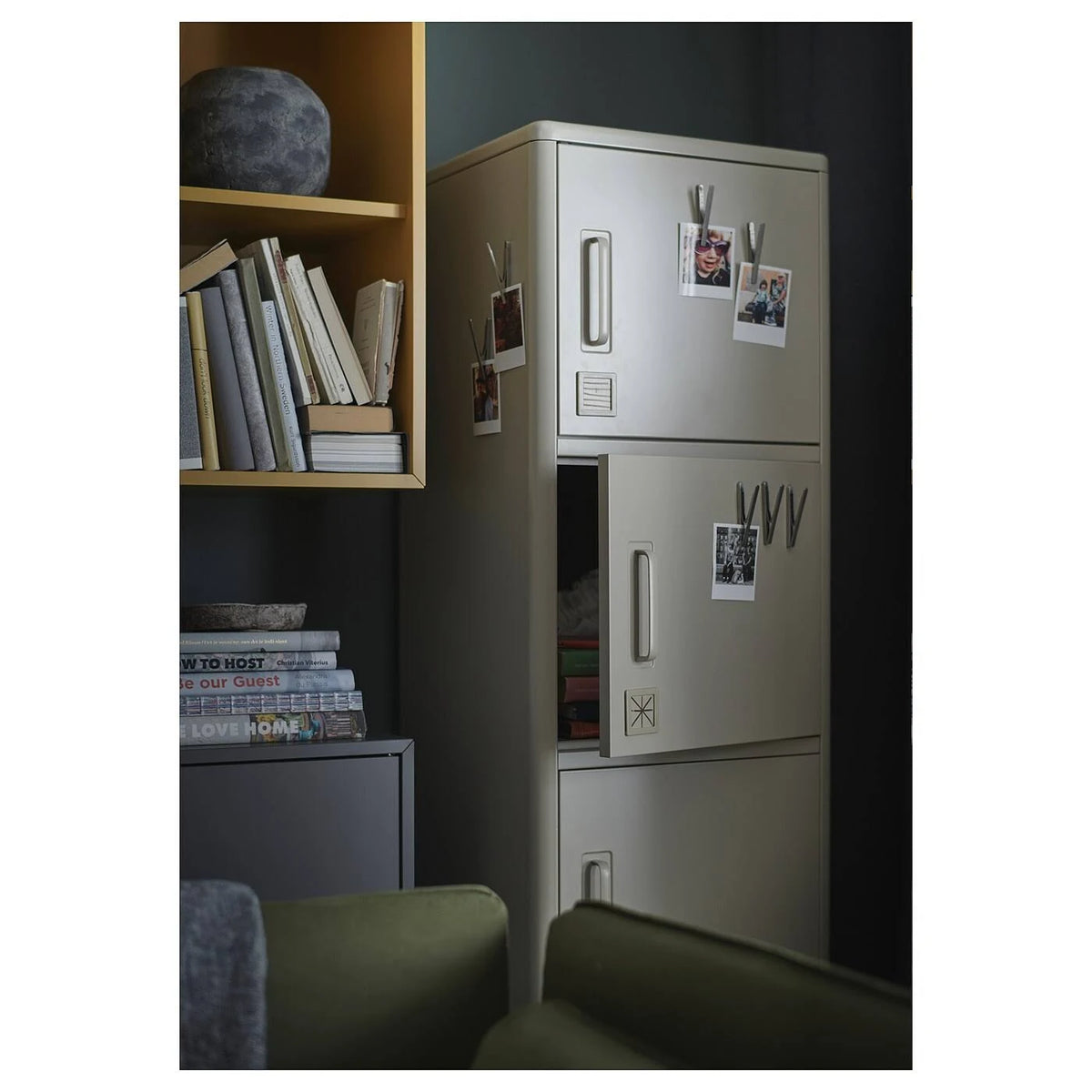 Beige High Cabinet with Drawer and Doors L86733