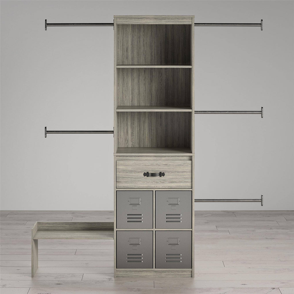 Grey Oak Kids Closet Organizer System Z269081