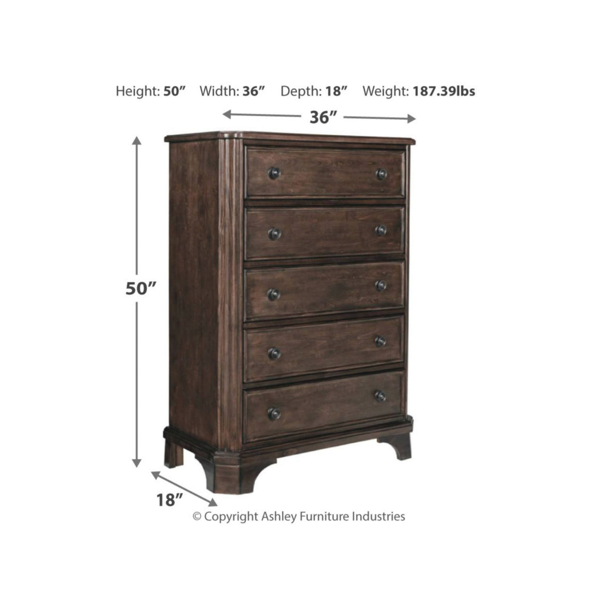 Brown Five Drawer Chest Z891799
