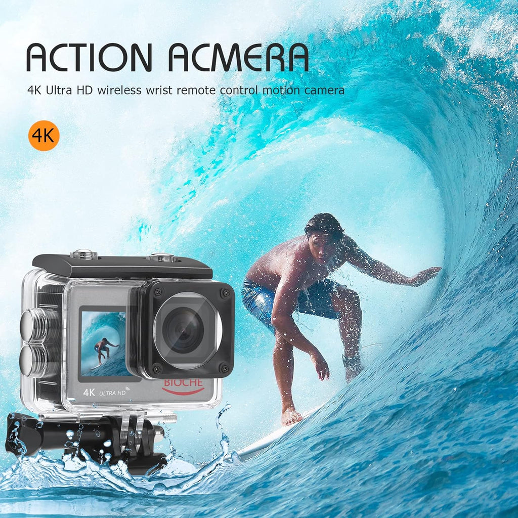 4K60FPS WiFi Dual Screen Action Camera 20MP Touch Screen EIS 170 Angle Wide 30m Waterproof 4X Zoom Sports Camera U629