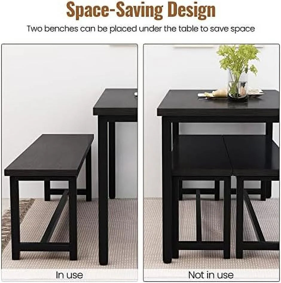 3 Piece Dining Table Set with 2 Benches V786