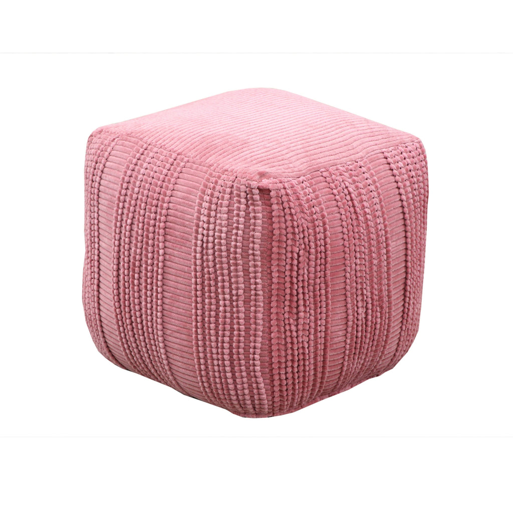 Cotton Upholstered Striped Ottoman B516