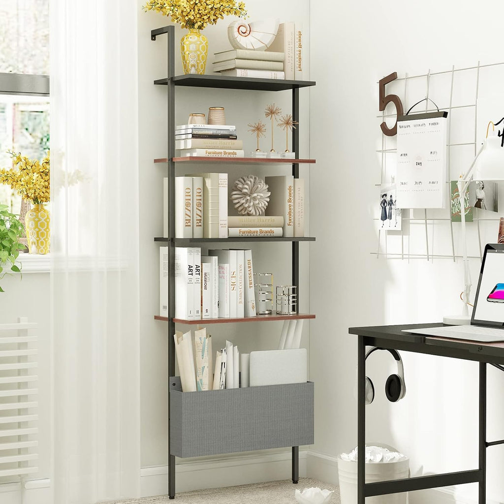 Oak 4-Tier Wall Mount Bookshelf P65732