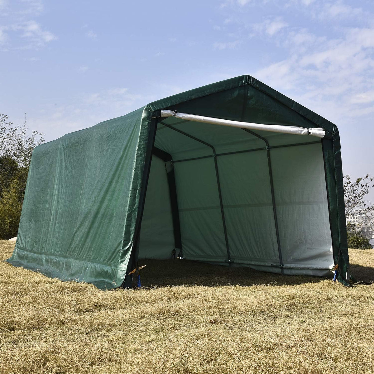 10x15x8ft Portable Heavy Duty Carport, Gray V52584