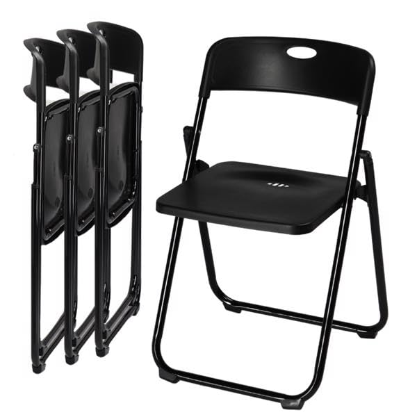 Black 4 Pack Plastic Stackable Folding Chair U96622