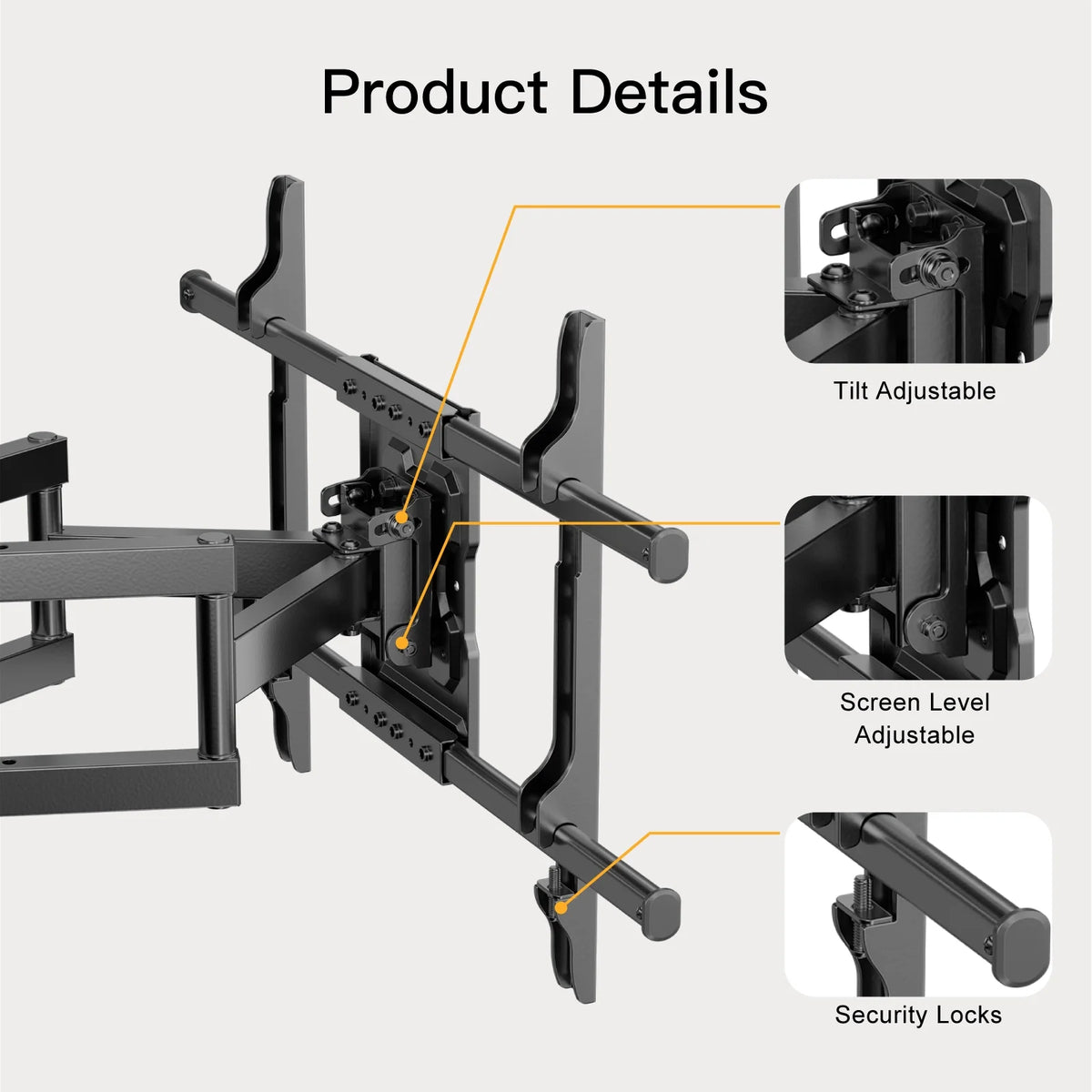Full Motion TV Wall Mount for 37-75 inch TVs Holds up to 132lbs X568