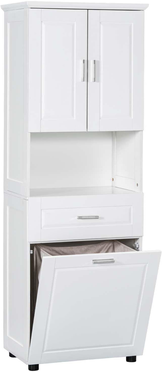 70" Tall Tilt Out Laundry Hamper Cabinet with 2 Doors and Adjustable Shelf R78664