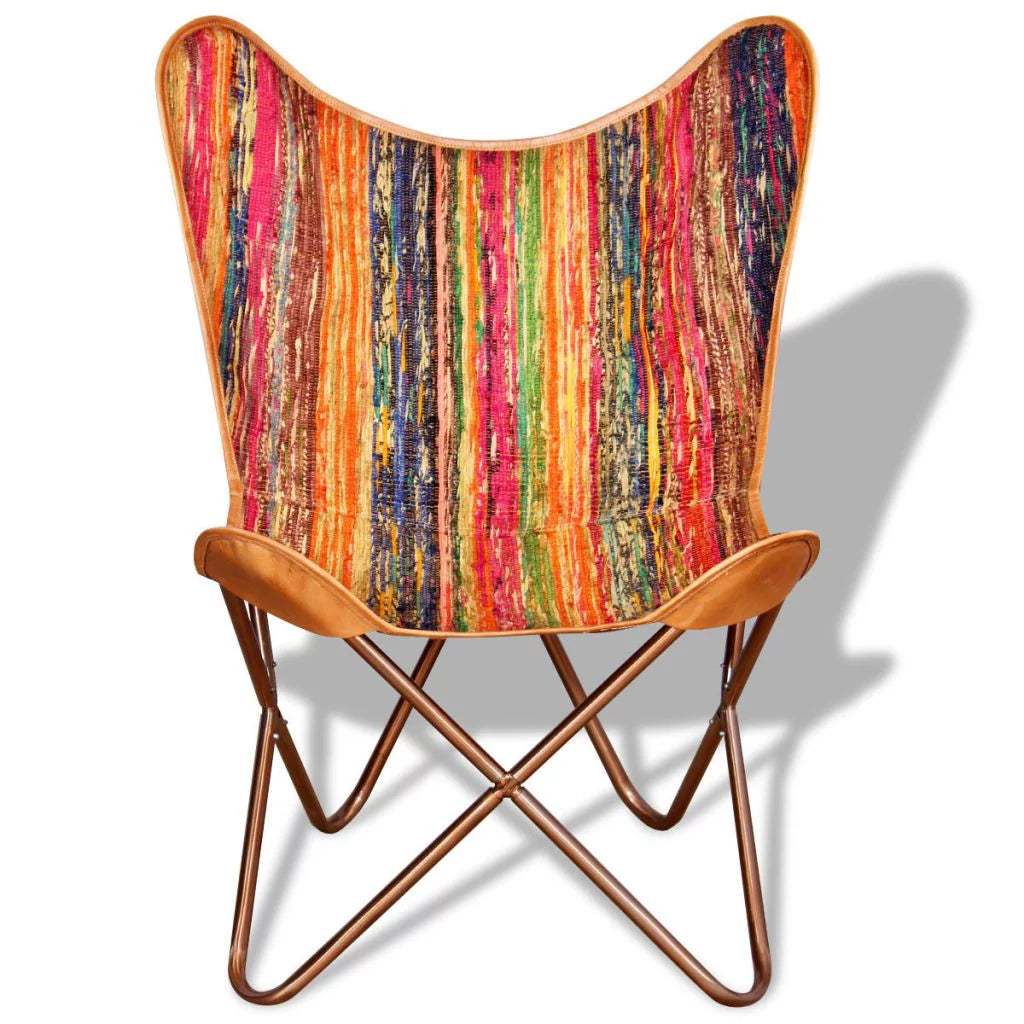Multicolour Chindi Fabric Handmade Butterfly Chair L9278