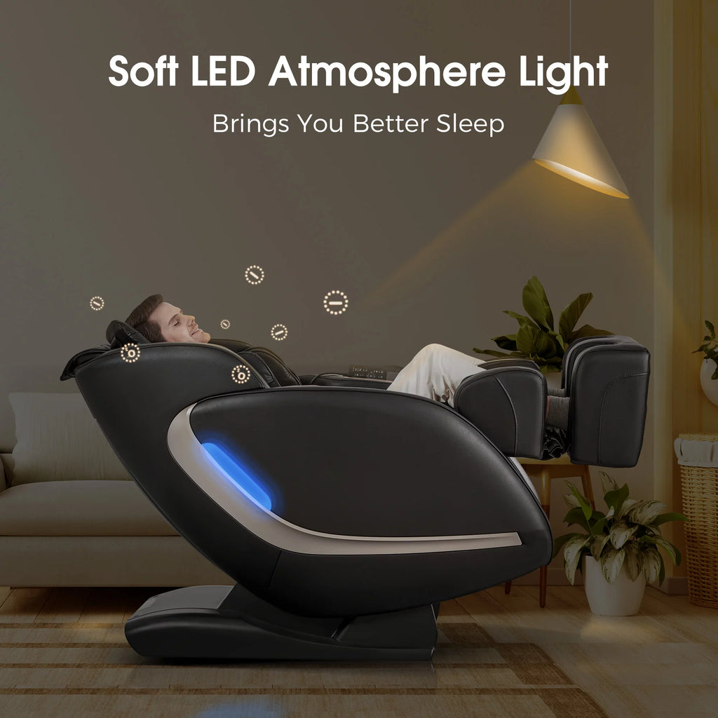 4D Full Body Massage Chair Zero Gravity Shiatsu Recliner with Heat Black H211