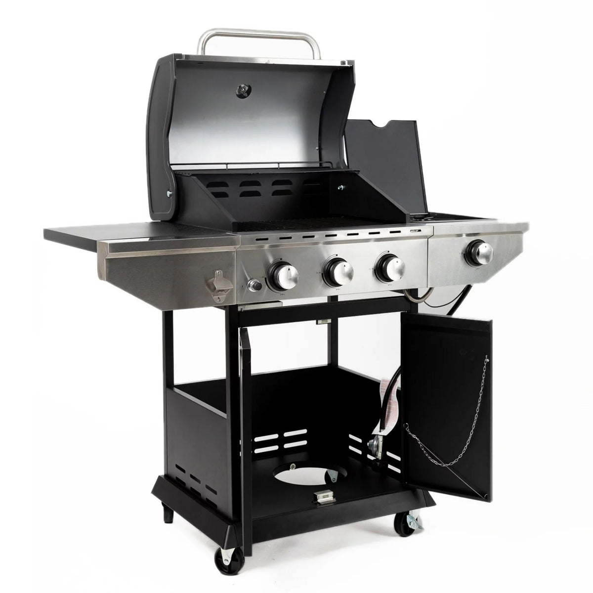 Charcoal BBQ Grill with Wheels and Storage Holder, 28 Inch G592755