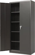 Metal Storage Cabinet with 2 Doors and 4 Shelves, Lockable Steel, 70.86 H x 31.5 W x 15.75 D, Black U71807