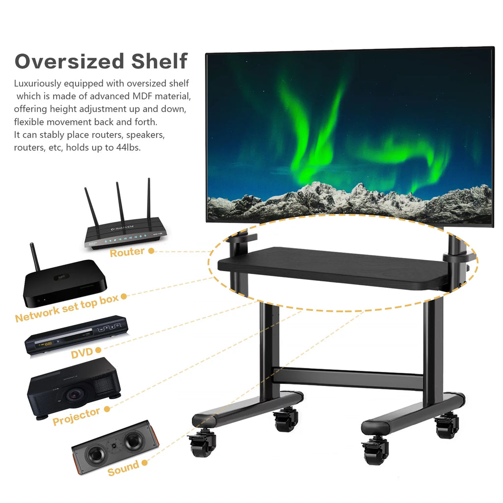 Black Rolling Mobile TV Stand for 55 to 90 inch Flat Screen TVs X51463