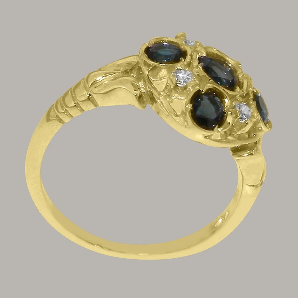 14k Yellow Gold London Blue Topaz Diamond Statement Ring F126992